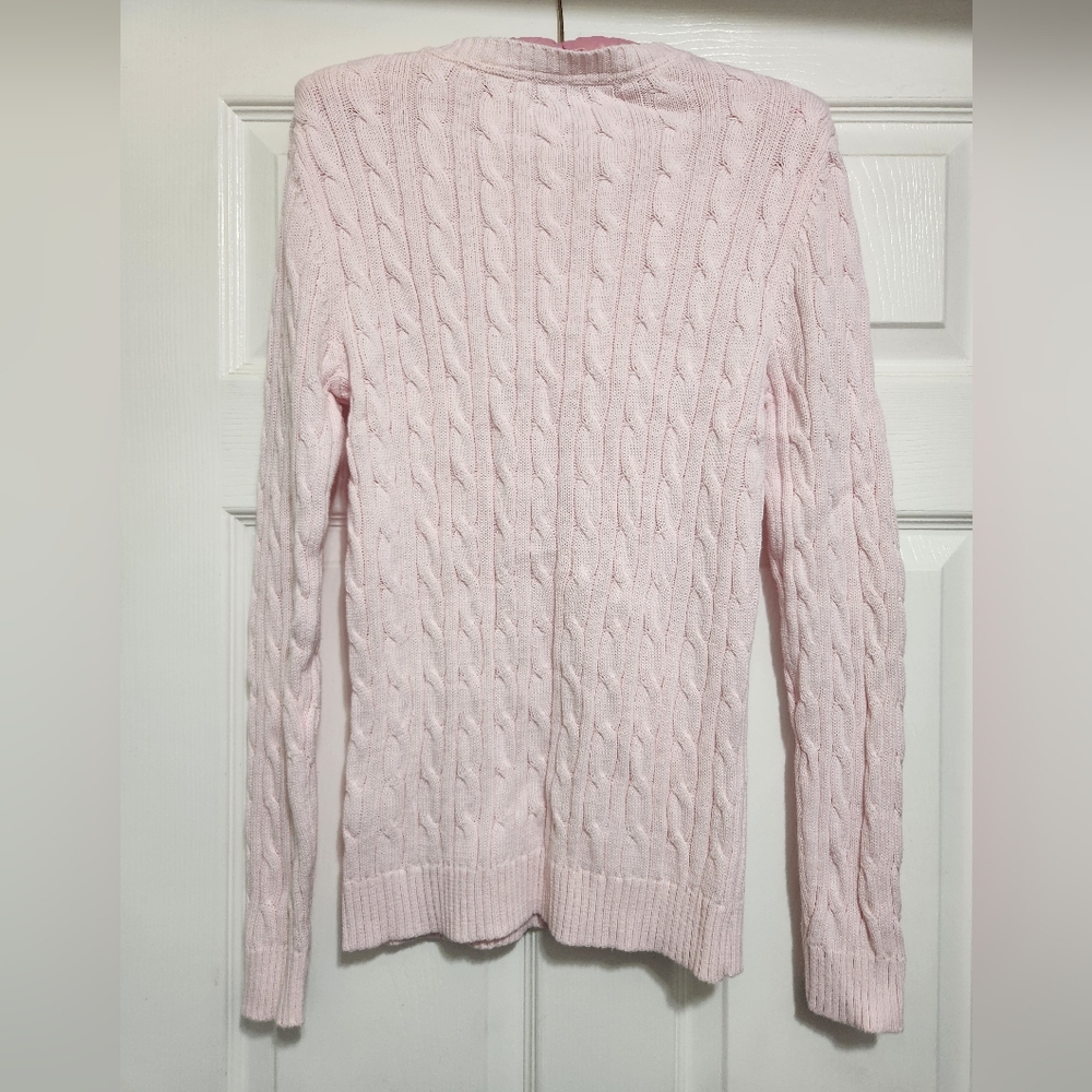 Croft & Barrow Cabled Crew Neck Sweater Pink Small - Picture 2 of 7